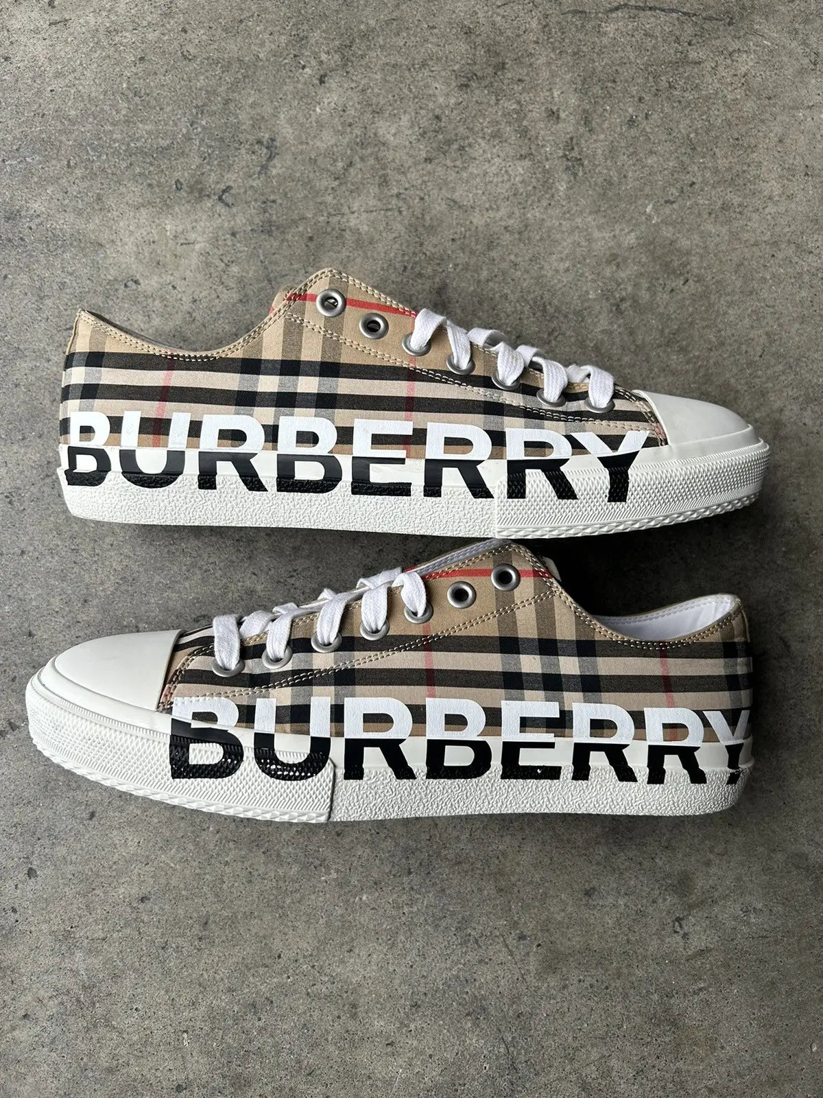 Burberry Logo Print Vintage Check Cotton Sneakers