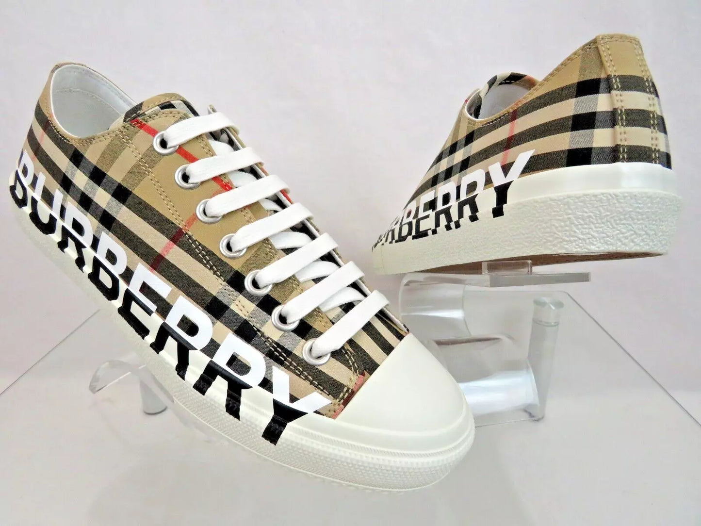 Burberry Logo Print Vintage Check Cotton Sneakers