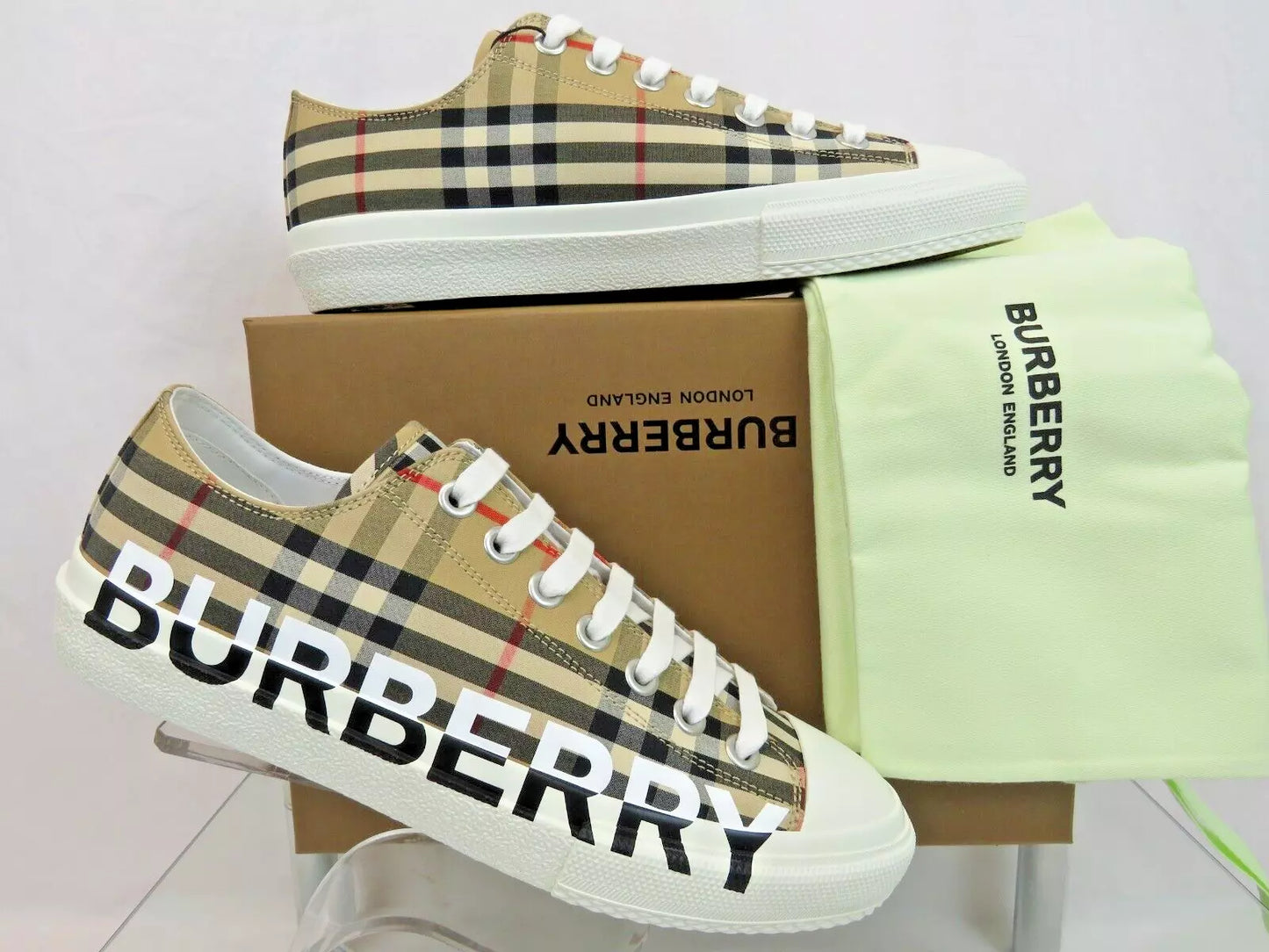 Burberry Logo Print Vintage Check Cotton Sneakers
