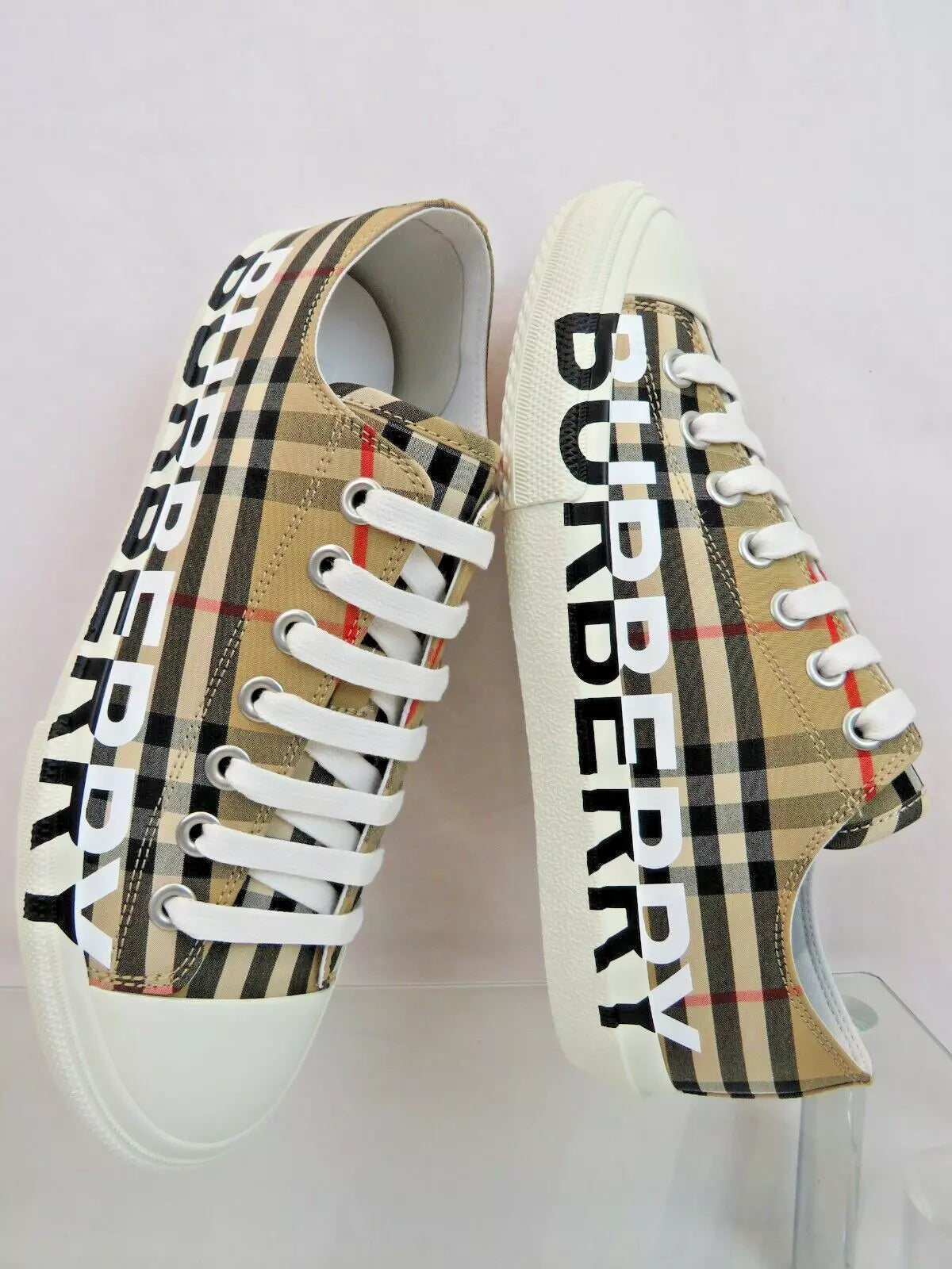 Burberry Logo Print Vintage Check Cotton Sneakers