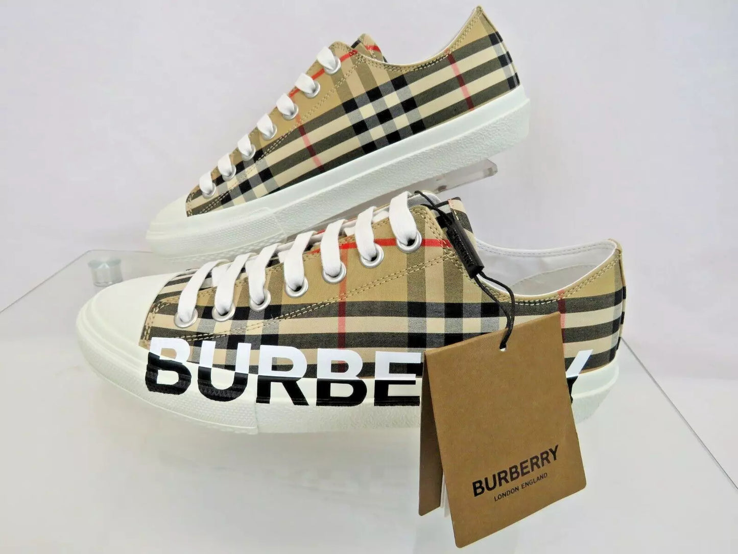 Burberry Logo Print Vintage Check Cotton Sneakers