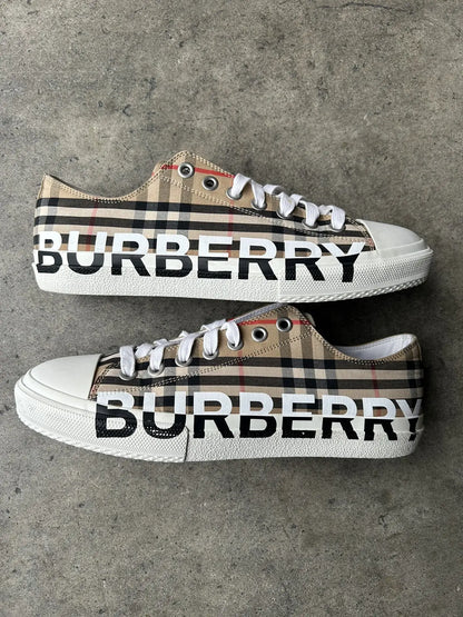 Burberry Logo Print Vintage Check Cotton Sneakers