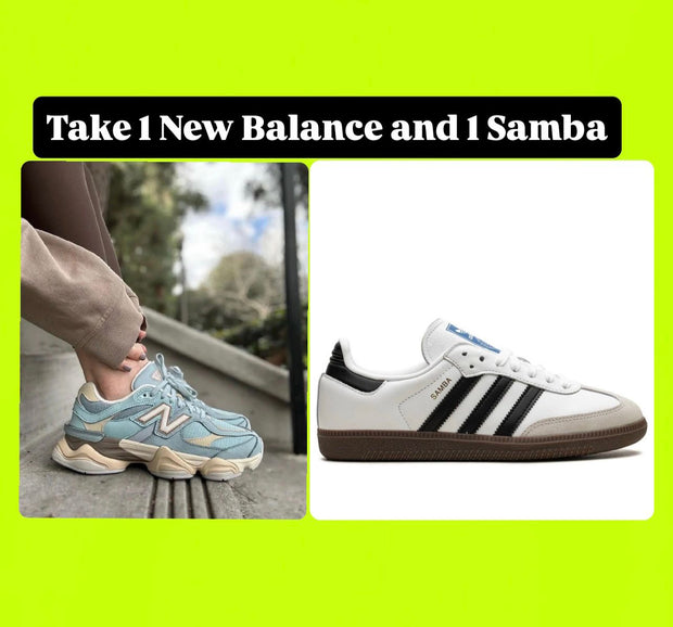 1x New Balance 9060 Blue and 1x Adidas Samba Sneaker - Combo Deal