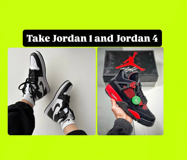 1x Nike Air Jordan 1 and 1x Nike Air Jordan 4 Sneaker - Combo Deal