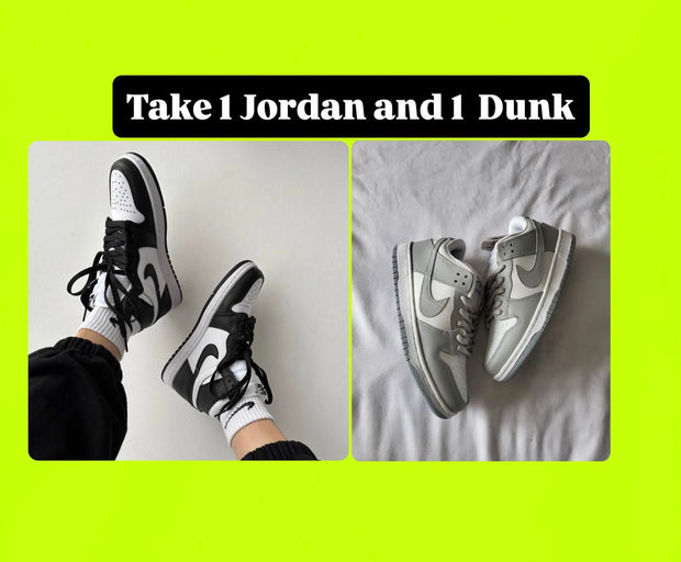1x Nike Air Jordan 1 and 1x Nike Dunk Low Sneaker - Combo Deal