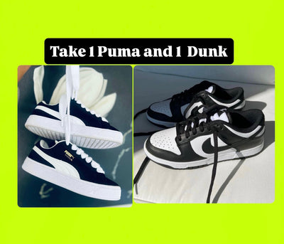 1x Puma Suede and 1x Nike Dunk Low Sneaker - Combo Deal