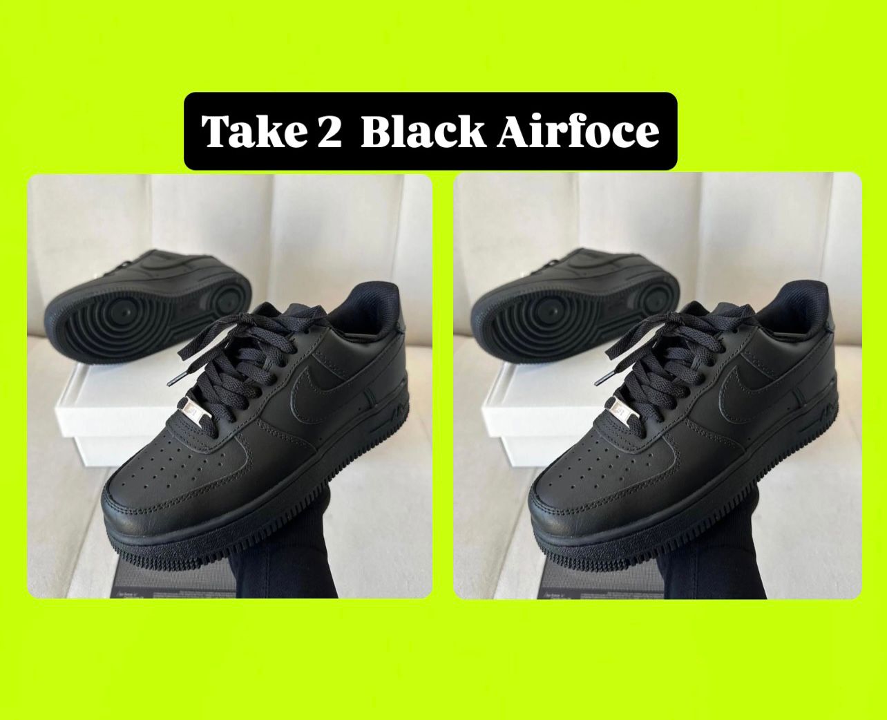 2x Pairs of Nike Airforce 1 Sneaker - Black
