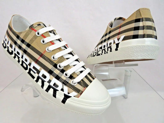 Burberry Logo Print Vintage Check Cotton Sneakers